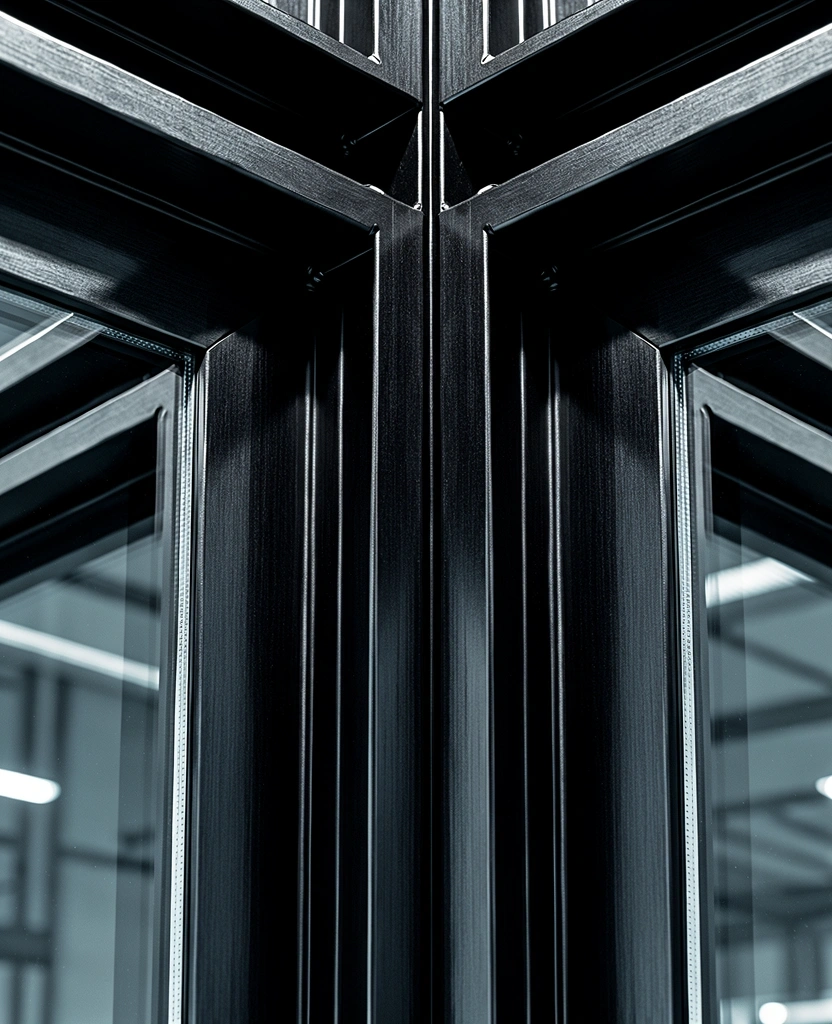 Structural architectural detail of glass and metal